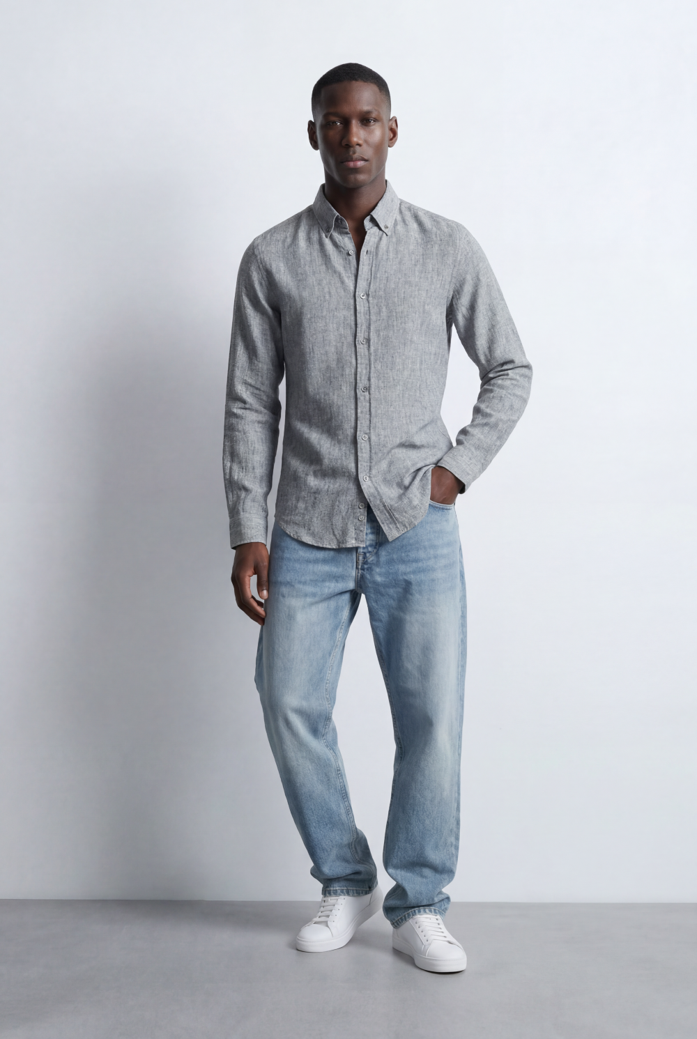 Men’s Tailored Slim Fit Linen Blend Shirt