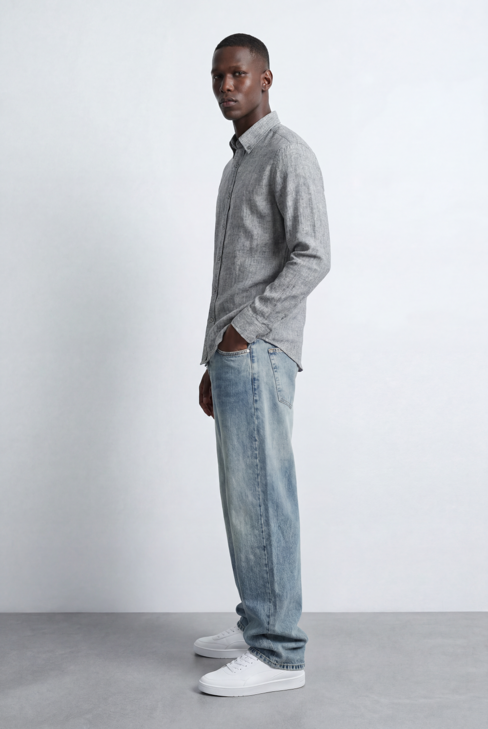 Men’s Tailored Slim Fit Linen Blend Shirt