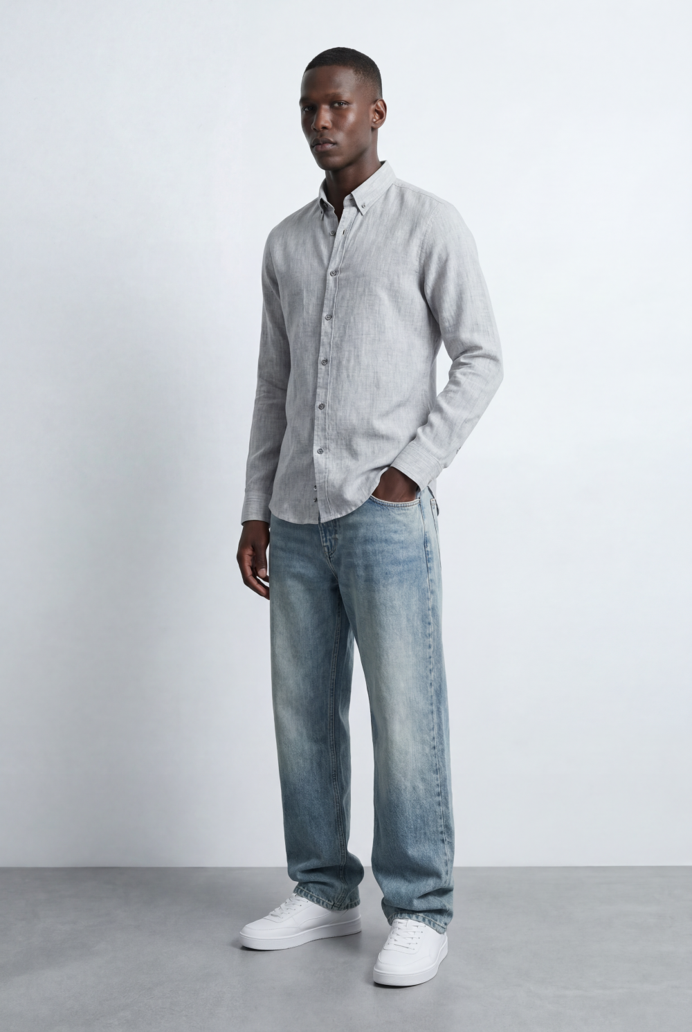 Men’s Tailored Slim Fit Linen Blend Shirt