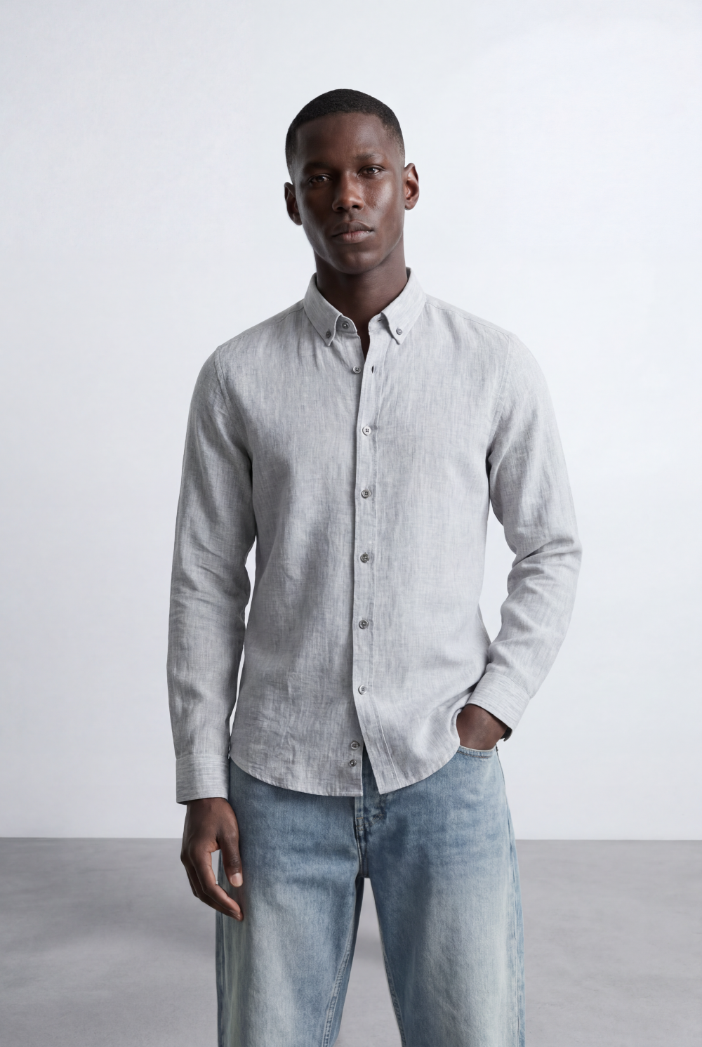 Men’s Tailored Slim Fit Linen Blend Shirt