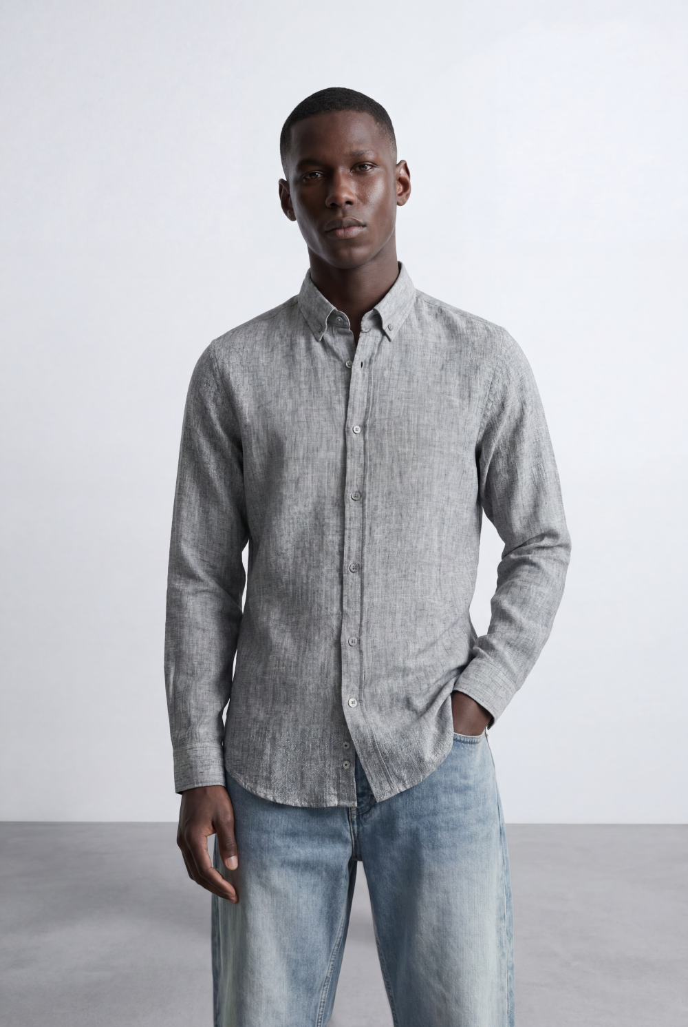 Men’s Tailored Slim Fit Linen Blend Shirt
