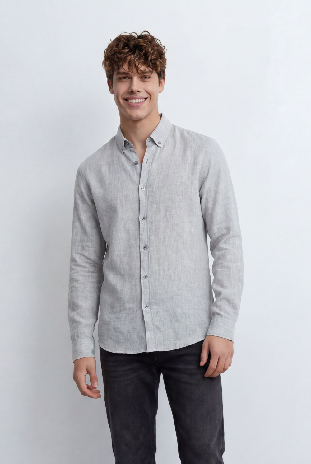 Men's Slim Fit Blend Shirt With Natural Texture