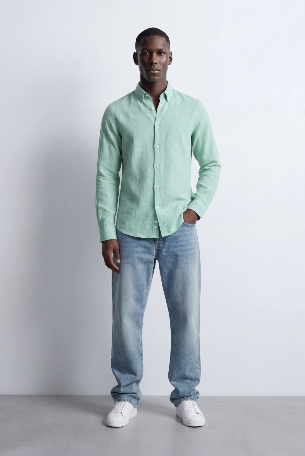 Men’s Tailored Slim Fit Linen Blend Shirt