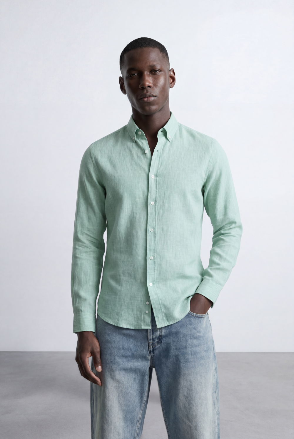 Men’s Tailored Slim Fit Linen Blend Shirt
