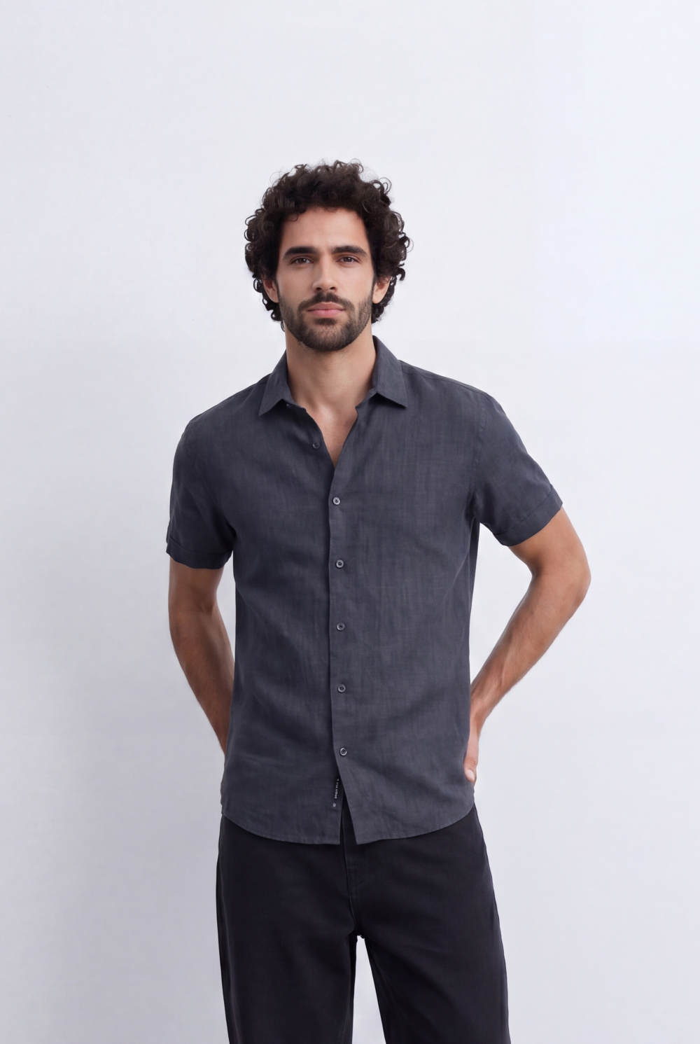 Men’s Linen Blend Shirt Short Sleeve