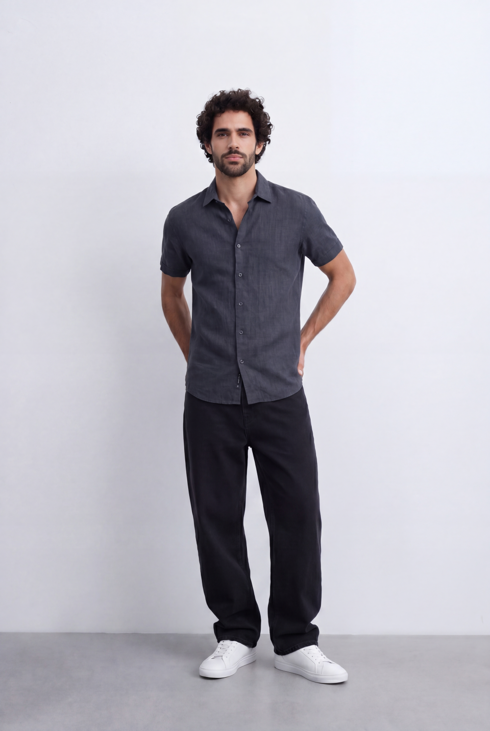 Men’s Linen Blend Shirt Short Sleeve