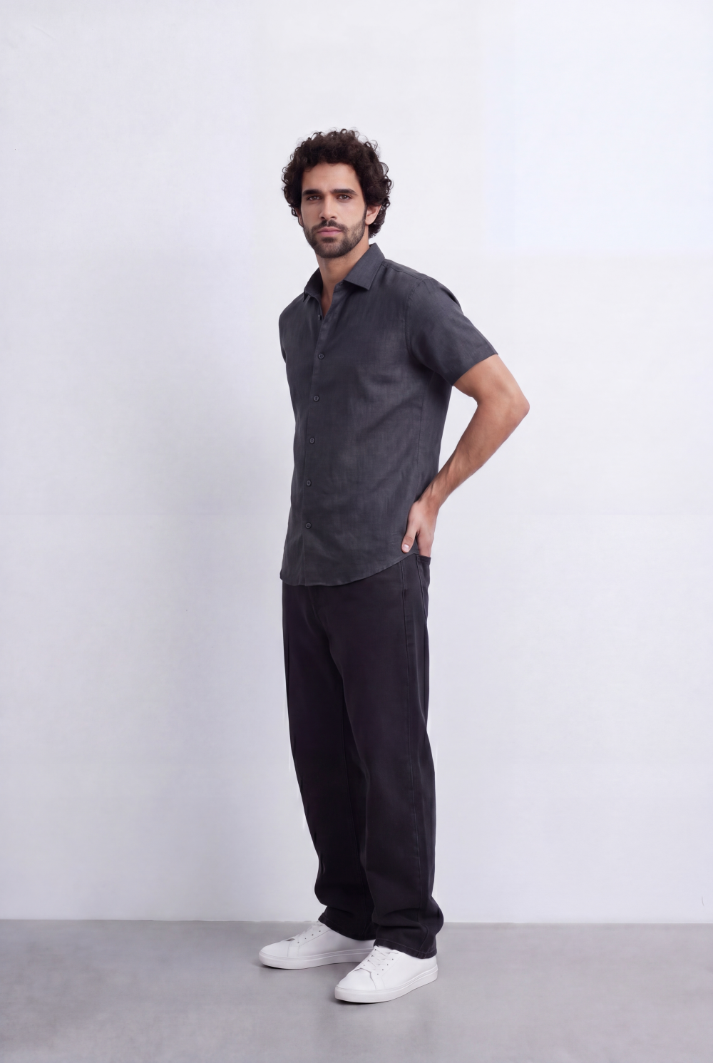 Men’s Linen Blend Shirt Short Sleeve