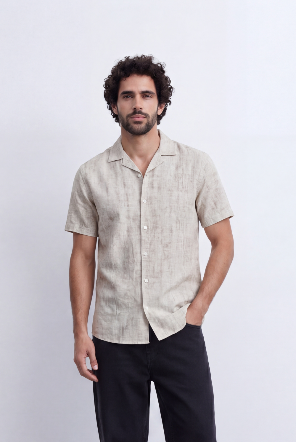 Men’s Linen Blend Shirt Short Sleeve