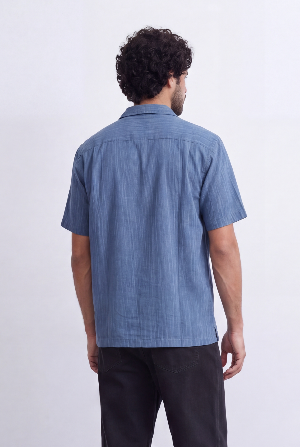 Men’s Resort Collar Shirt Textured Stripe Detail