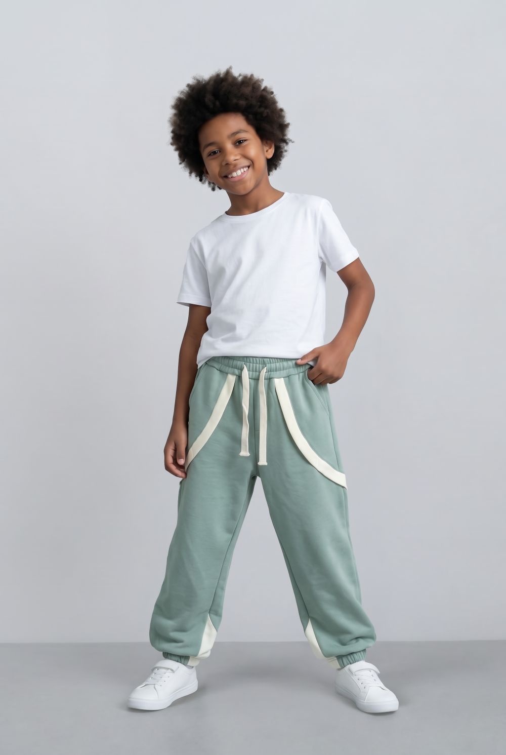 Boy's Contrast Panel Detail Jogger Pants Oversize