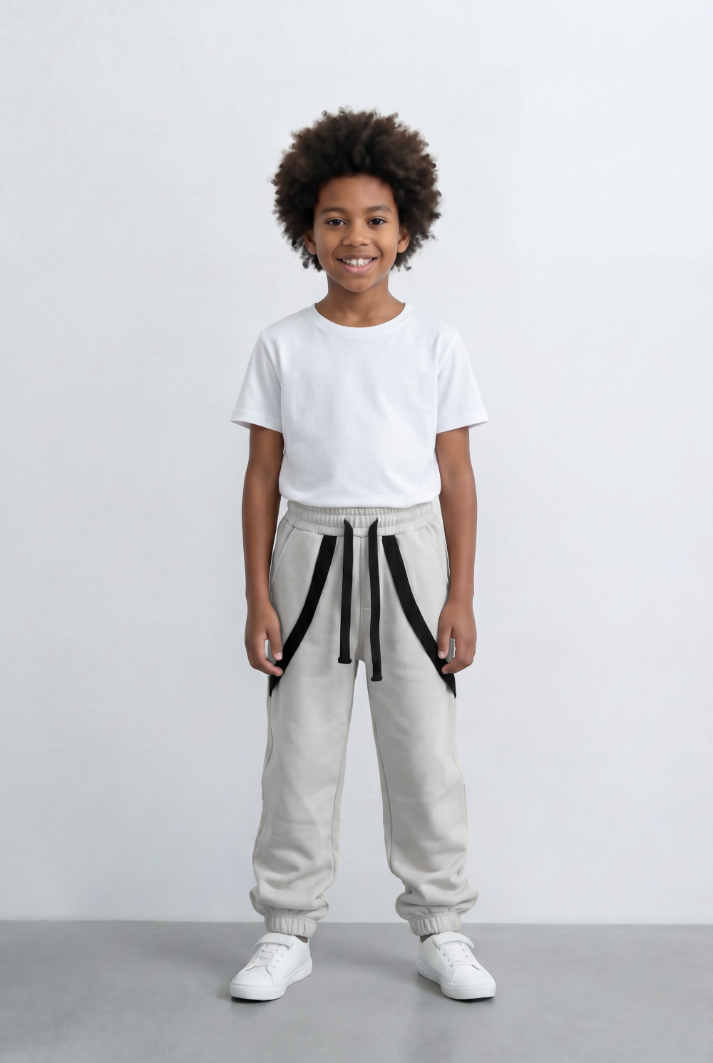 Boy's Contrast Panel Detail Jogger Pants Oversize