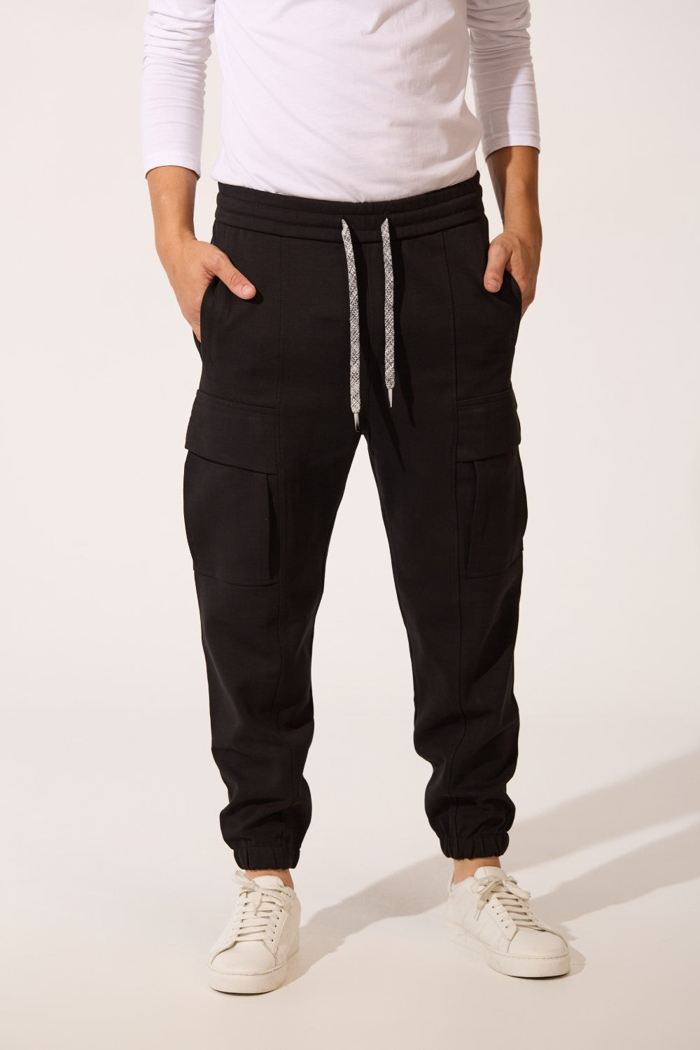 Men’s Utility Cargo Flap Pockets Fleece Sweatpants