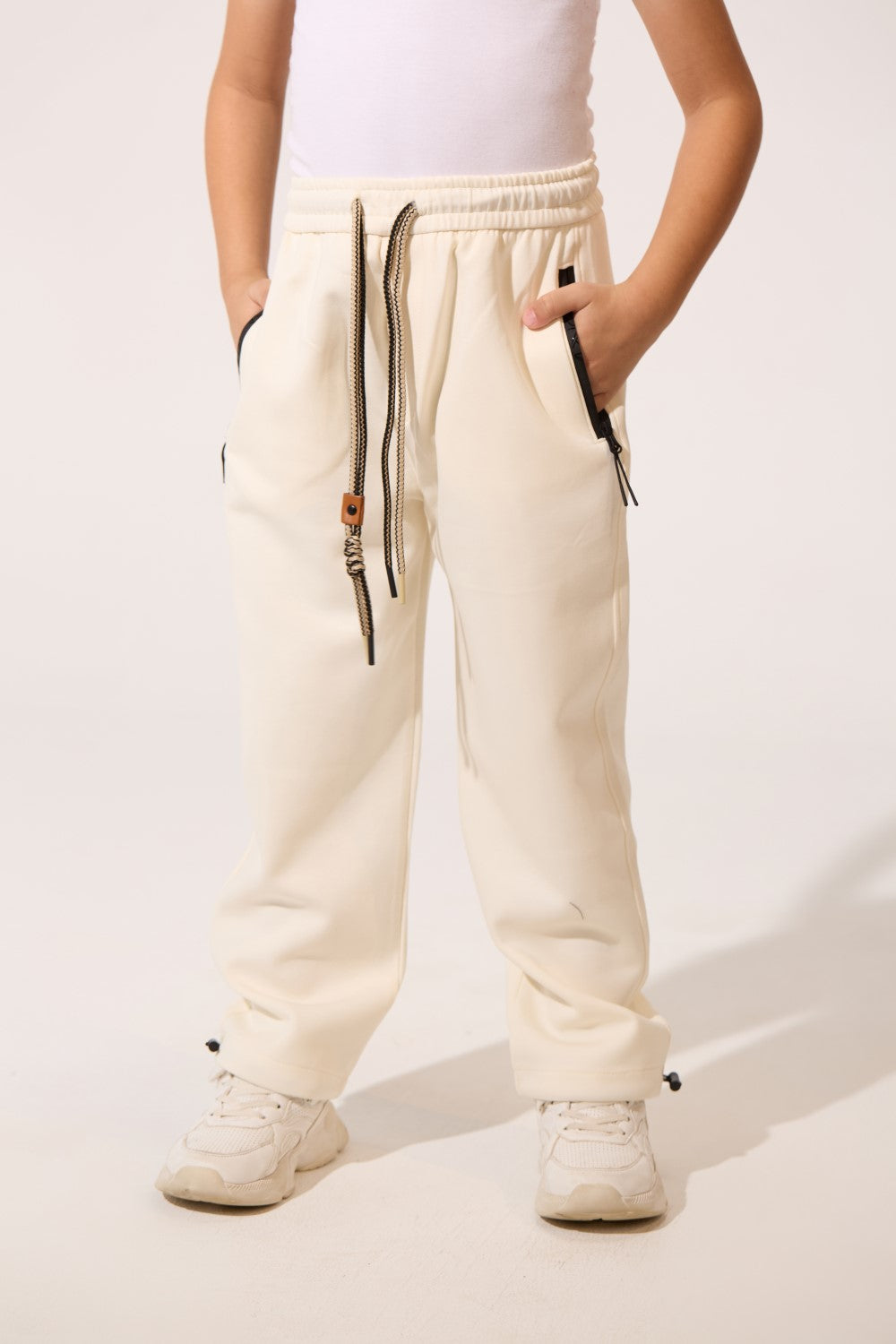 Wide Leg Side Zip Pockets Tomato Boys Sweatpants