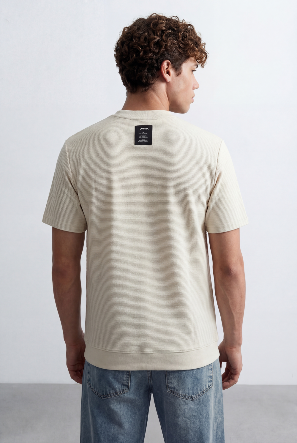Men’s Fine Ribbed Surface Detail Basic Feel T-Shirt