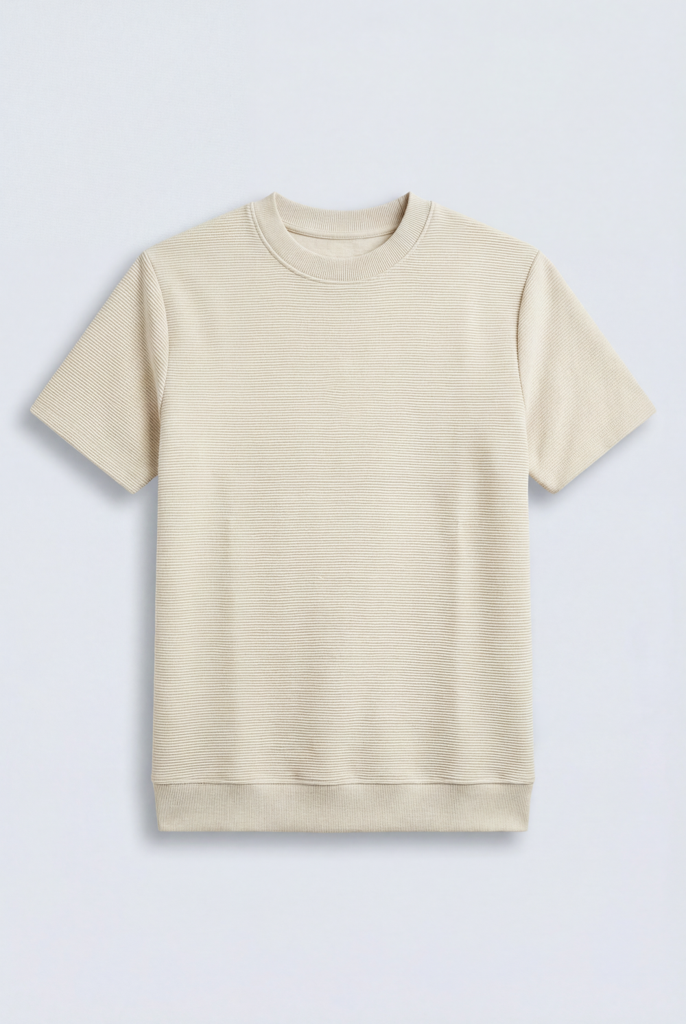 Men’s Fine Ribbed Surface Detail Basic Feel T-Shirt