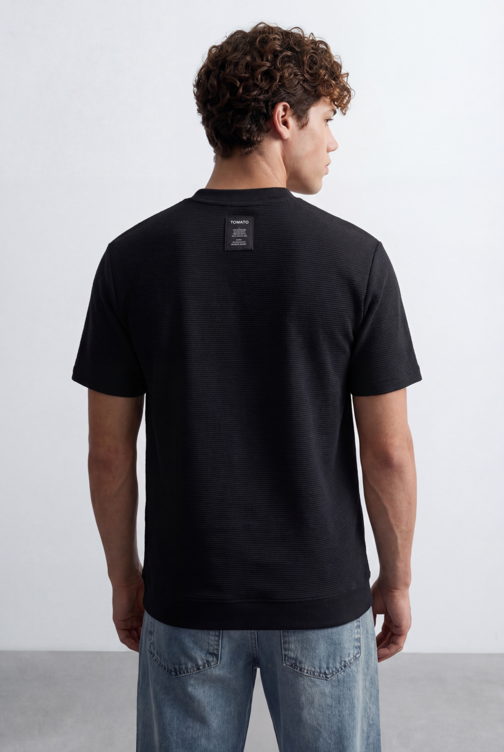 Men’s Fine Ribbed Surface Detail Basic Feel T-Shirt