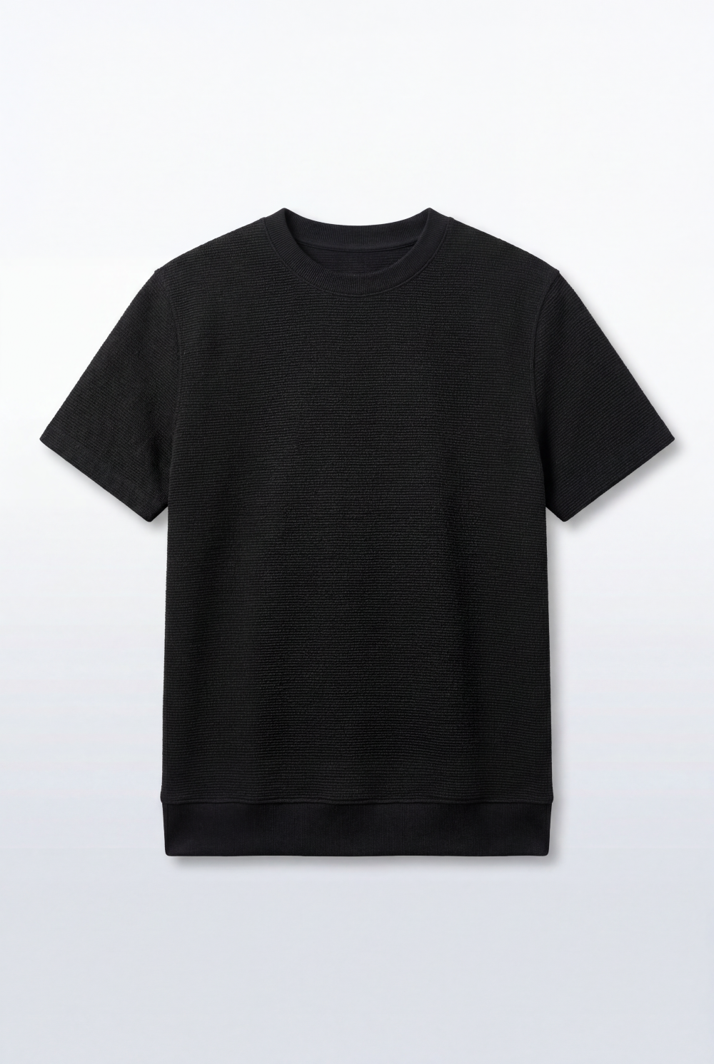 Men’s Fine Ribbed Surface Detail Basic Feel T-Shirt