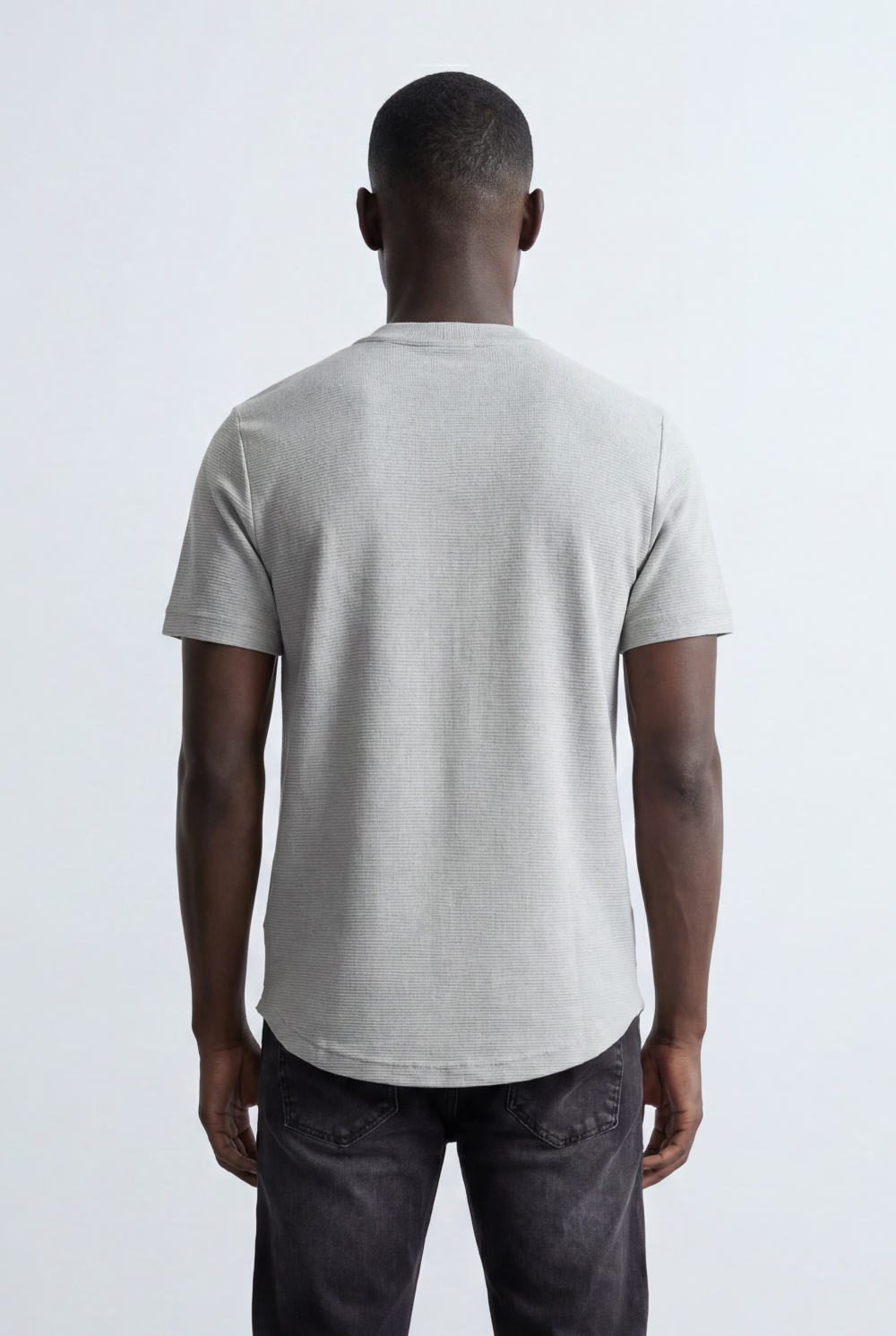 Men’s Textured Panel T-Shirt Contrast Stripe Detail Modern