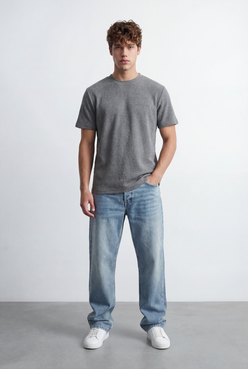 Men’s Micro Knit Surface Detail Versatile Slim Fit T-Shirt