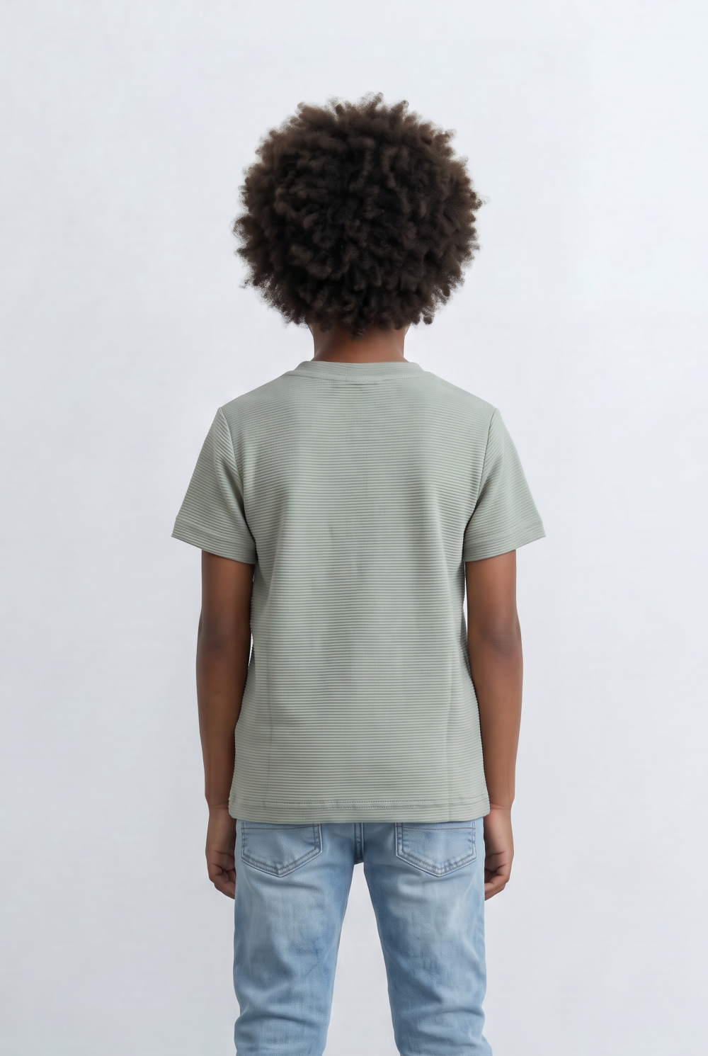 Boy's Textured Stripe T-Shirt Round Basic