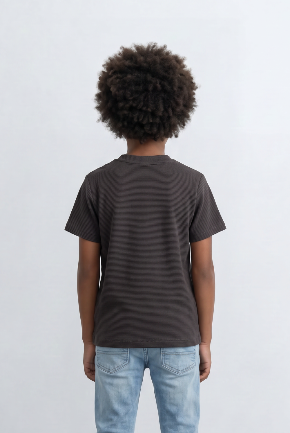 Boy's Textured Stripe T-Shirt Round Basic