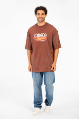 Men’s CK9 Mindset Print Flame Detail T-Shirt Oversize