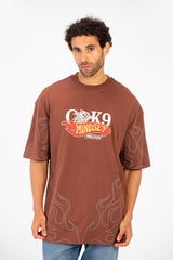 Men’s CK9 Mindset Print Flame Detail T-Shirt Oversize