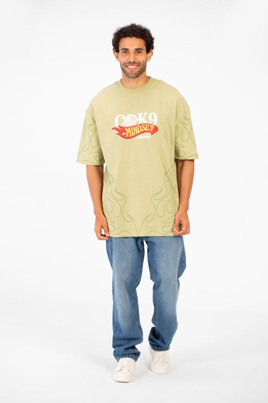 Men’s CK9 Mindset Print Flame Detail T-Shirt Oversize