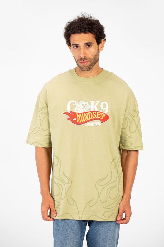 Men’s CK9 Mindset Print Flame Detail T-Shirt Oversize