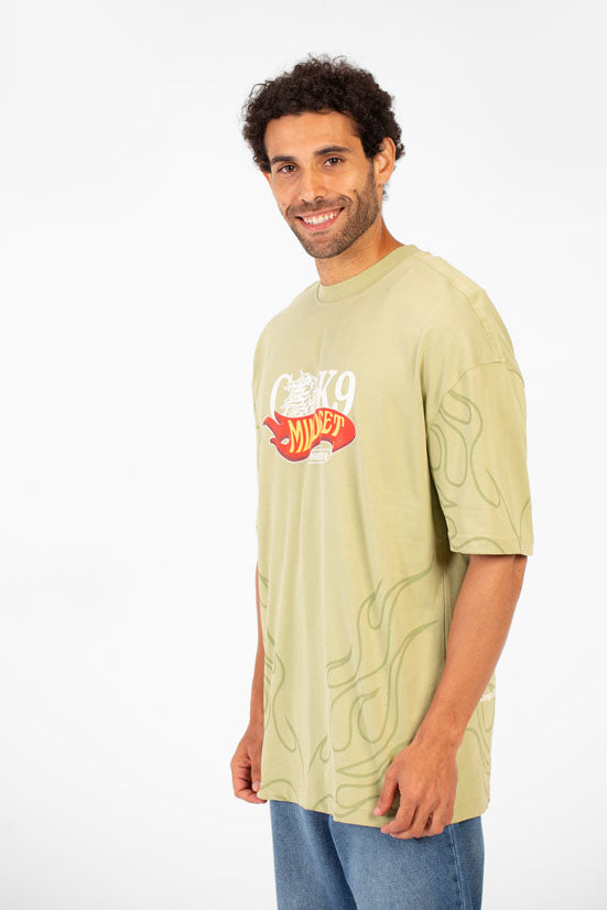 Men’s CK9 Mindset Print Flame Detail T-Shirt Oversize