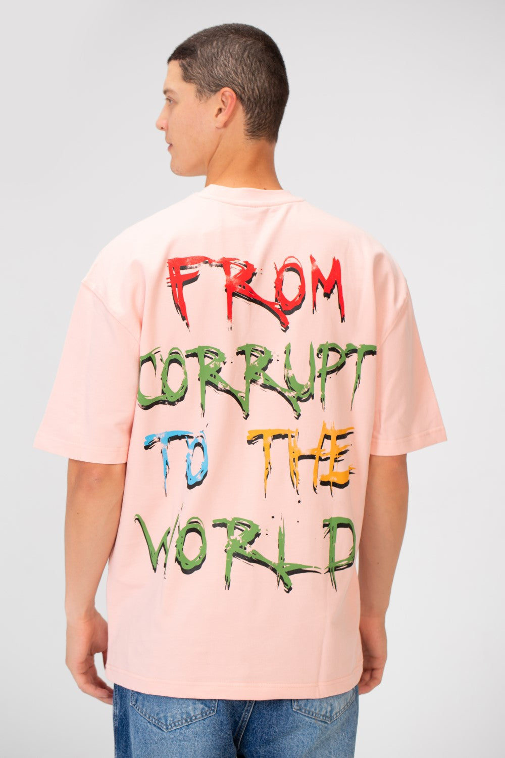 Men’s Oversized Graphic T-Shirt Front And Back Graffiti