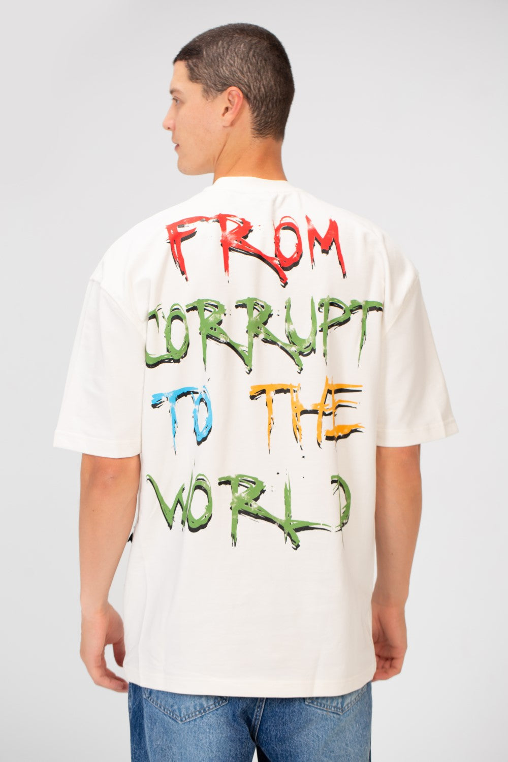 Men’s Oversized Graphic T-Shirt Front And Back Graffiti