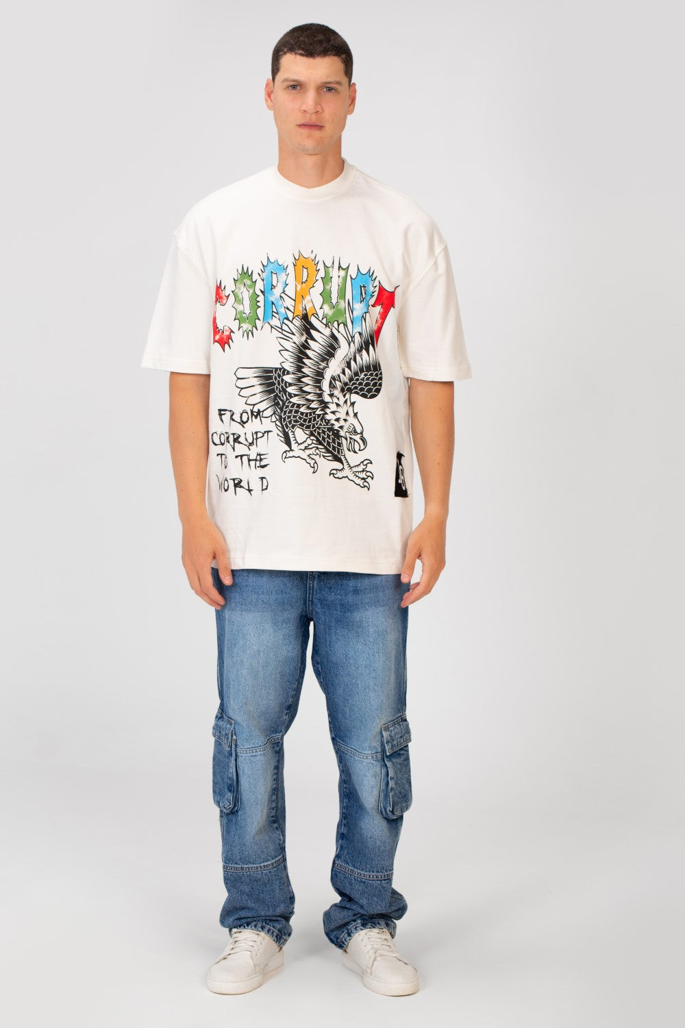 Men’s Oversized Graphic T-Shirt Front And Back Graffiti