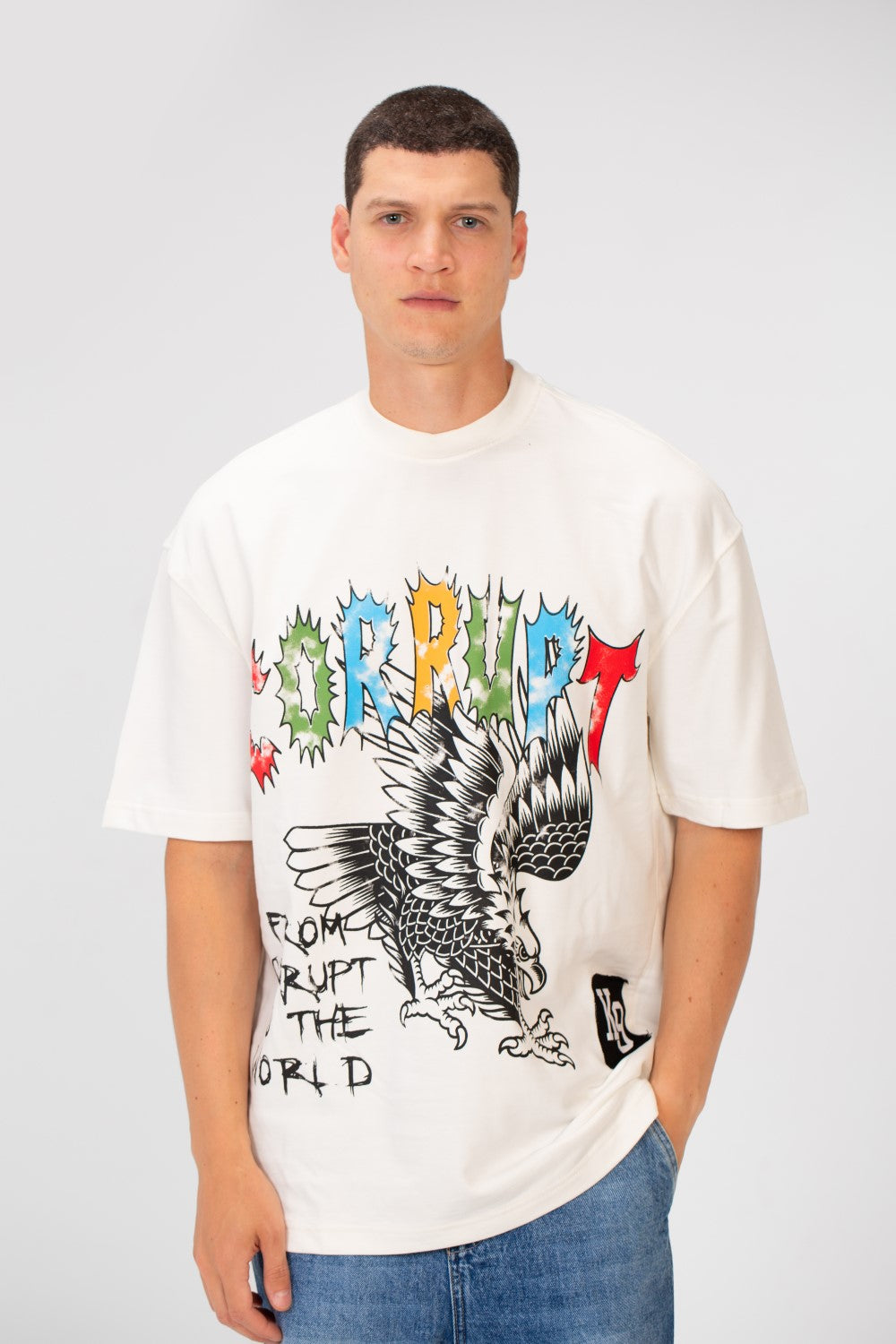 Men’s Oversized Graphic T-Shirt Front And Back Graffiti