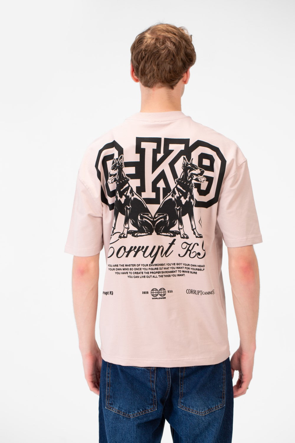 Men’s Back Graphic T-Shirt Oversized K9 Artwork