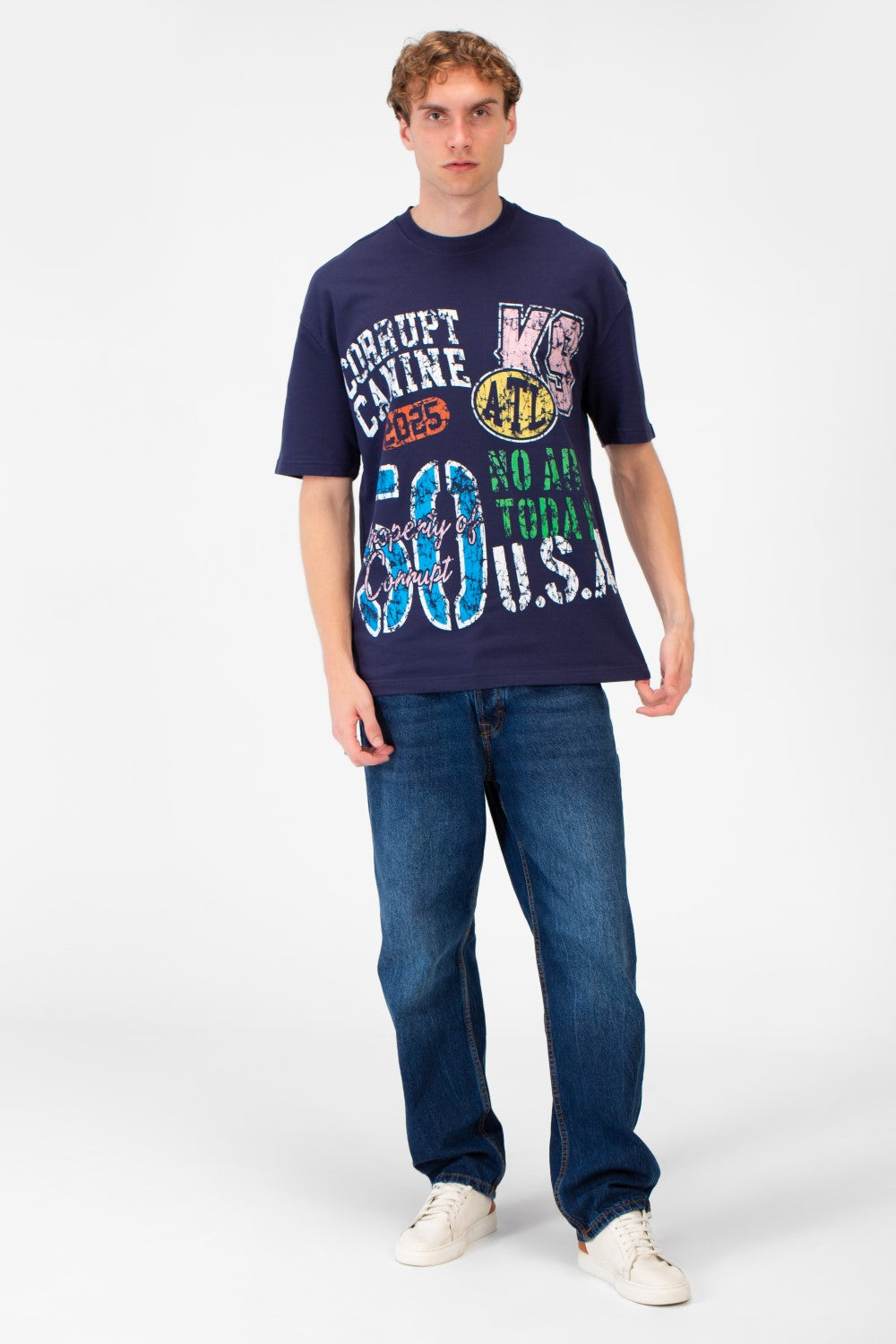 Men’s Oversized Fit T-Shirt Mixed Typography Artwork