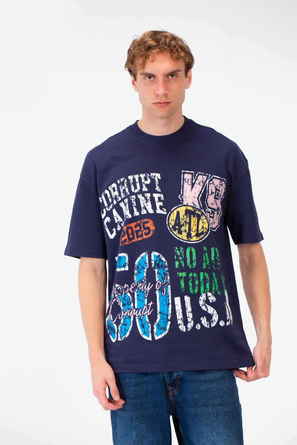 Men’s Oversized Fit T-Shirt Mixed Typography Artwork