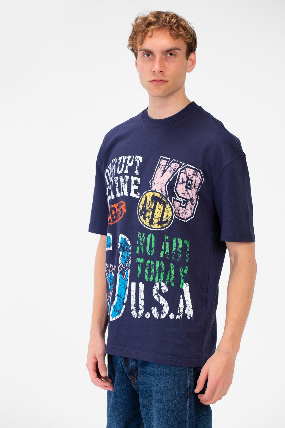 Men’s Oversized Fit T-Shirt Mixed Typography Artwork