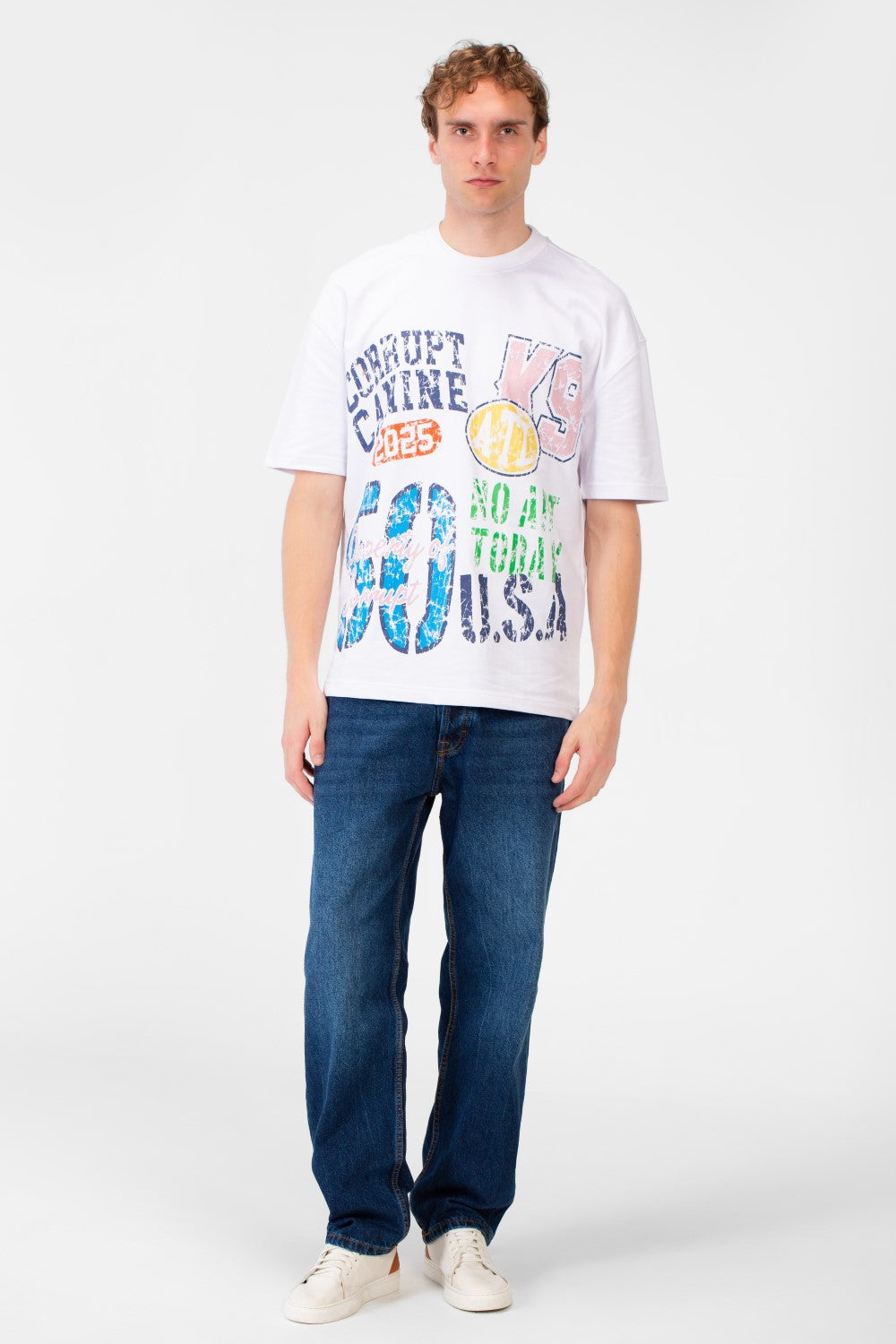 Men’s Oversized Fit T-Shirt Mixed Typography Artwork