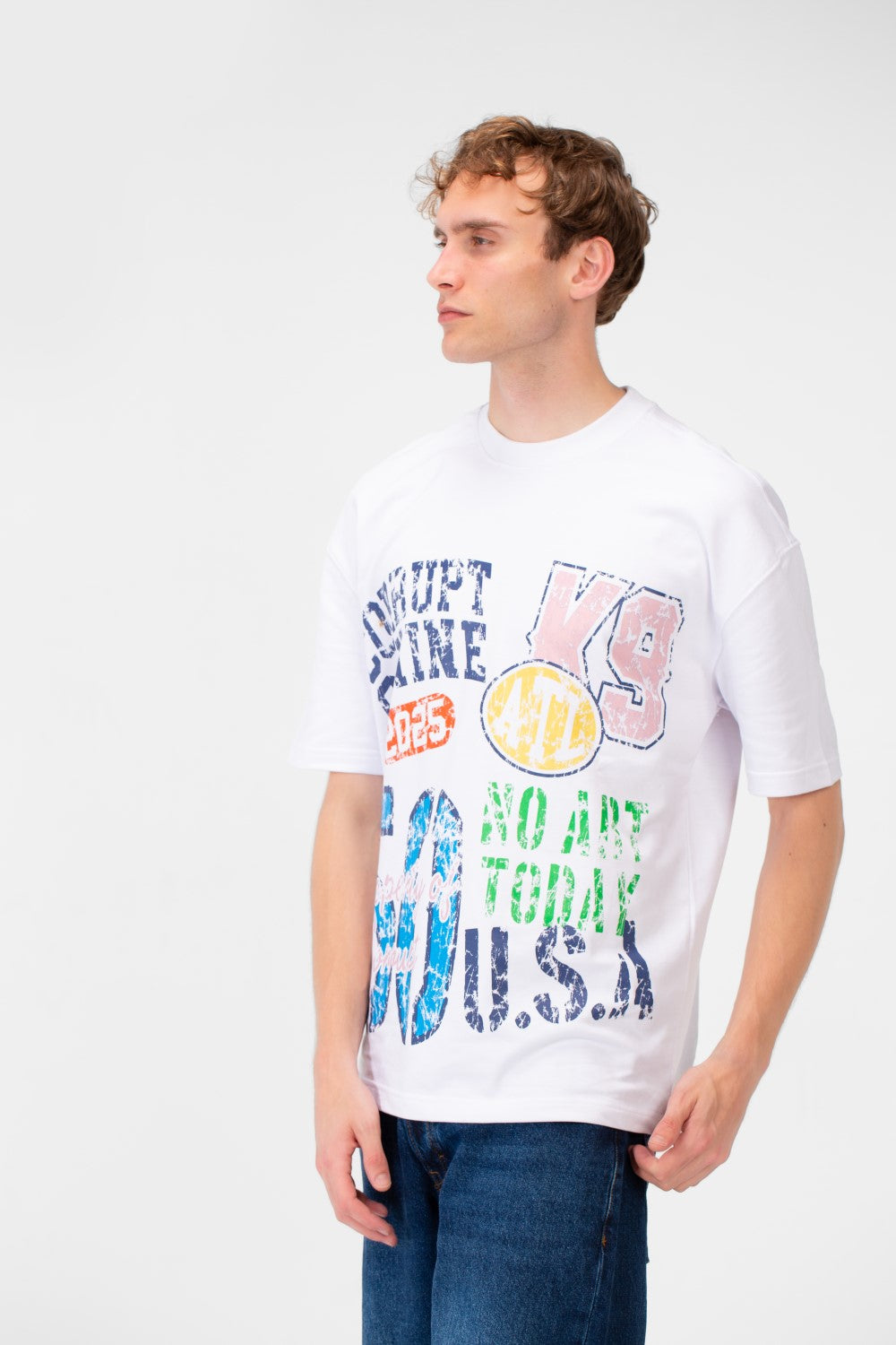 Men’s Oversized Fit T-Shirt Mixed Typography Artwork