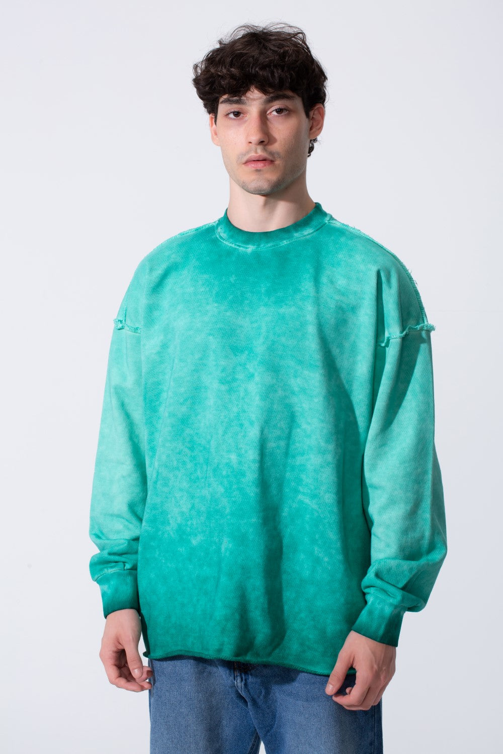 Oversized Men Sweatshirt Garment Dyed