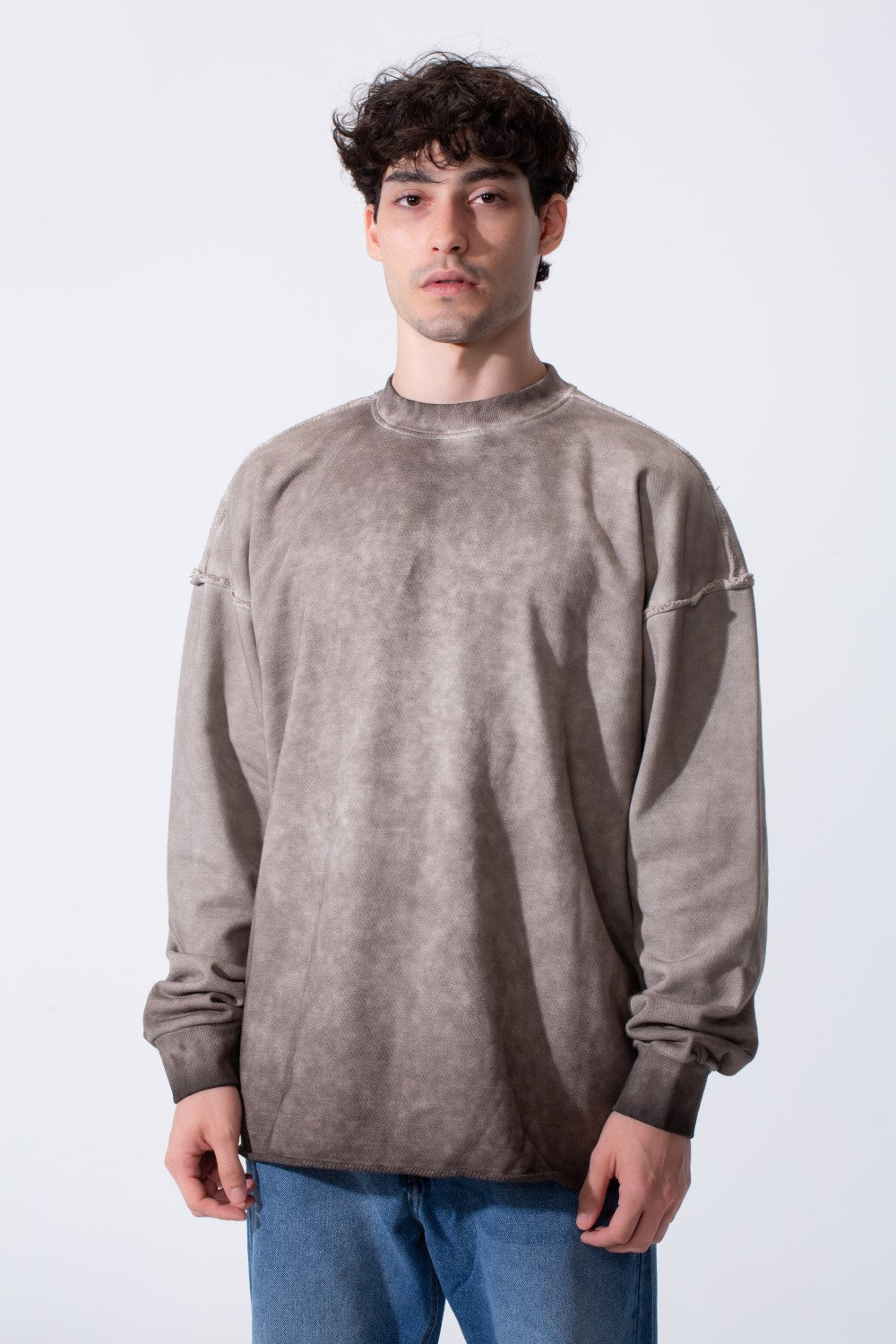 Oversized Men Sweatshirt Garment Dyed