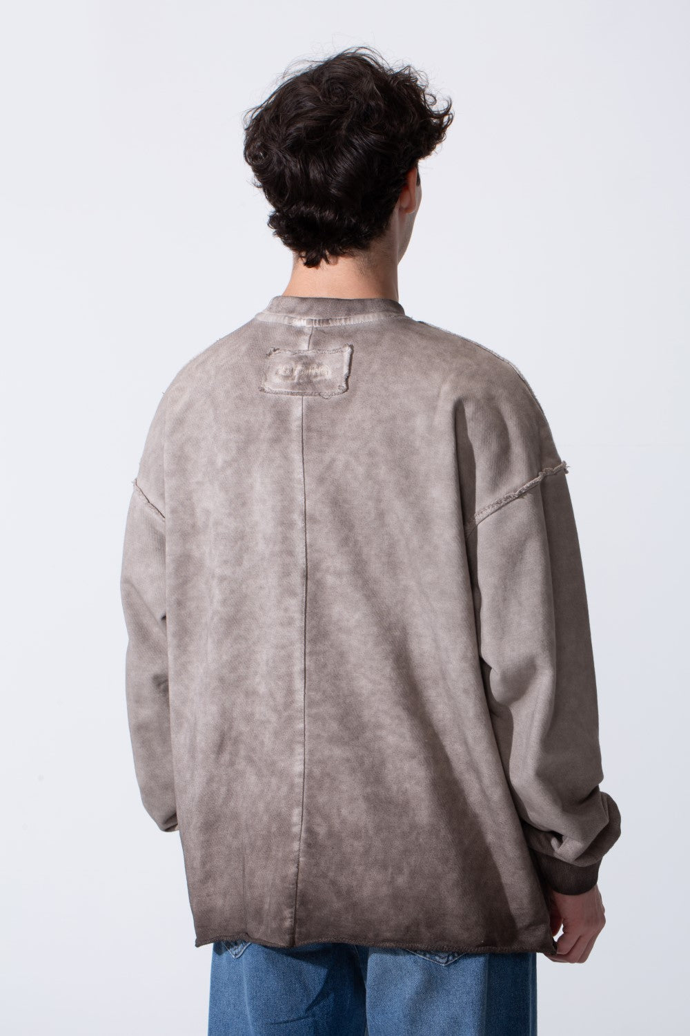 Oversized Men Sweatshirt Garment Dyed