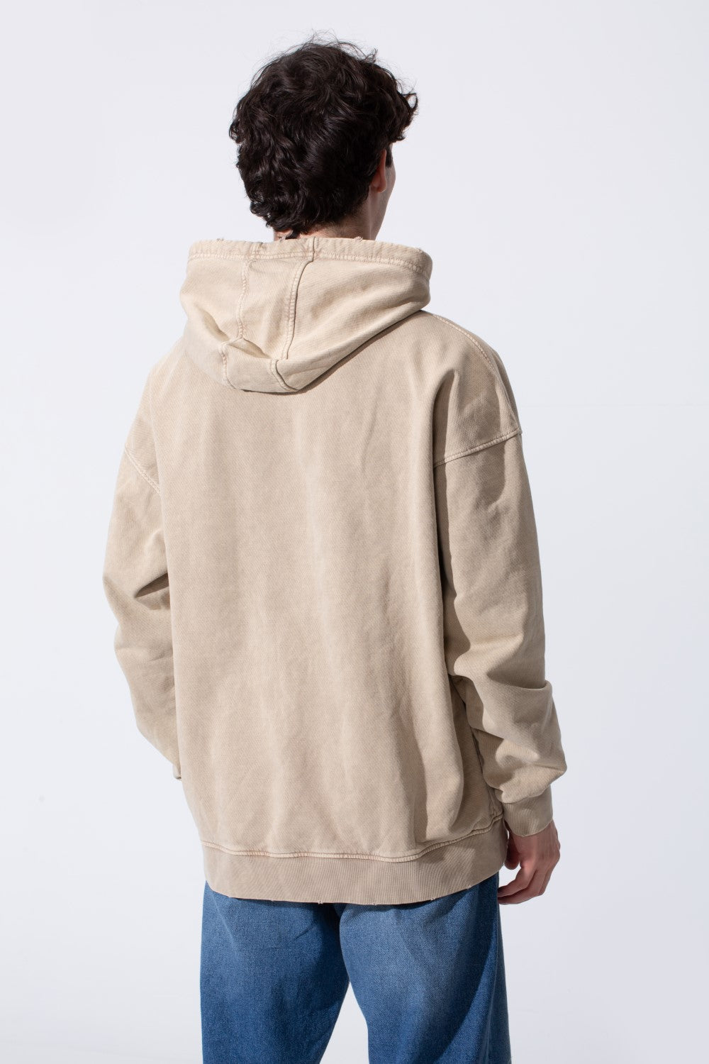 Fleece Exposed Stitch Oversized Men Hoodie