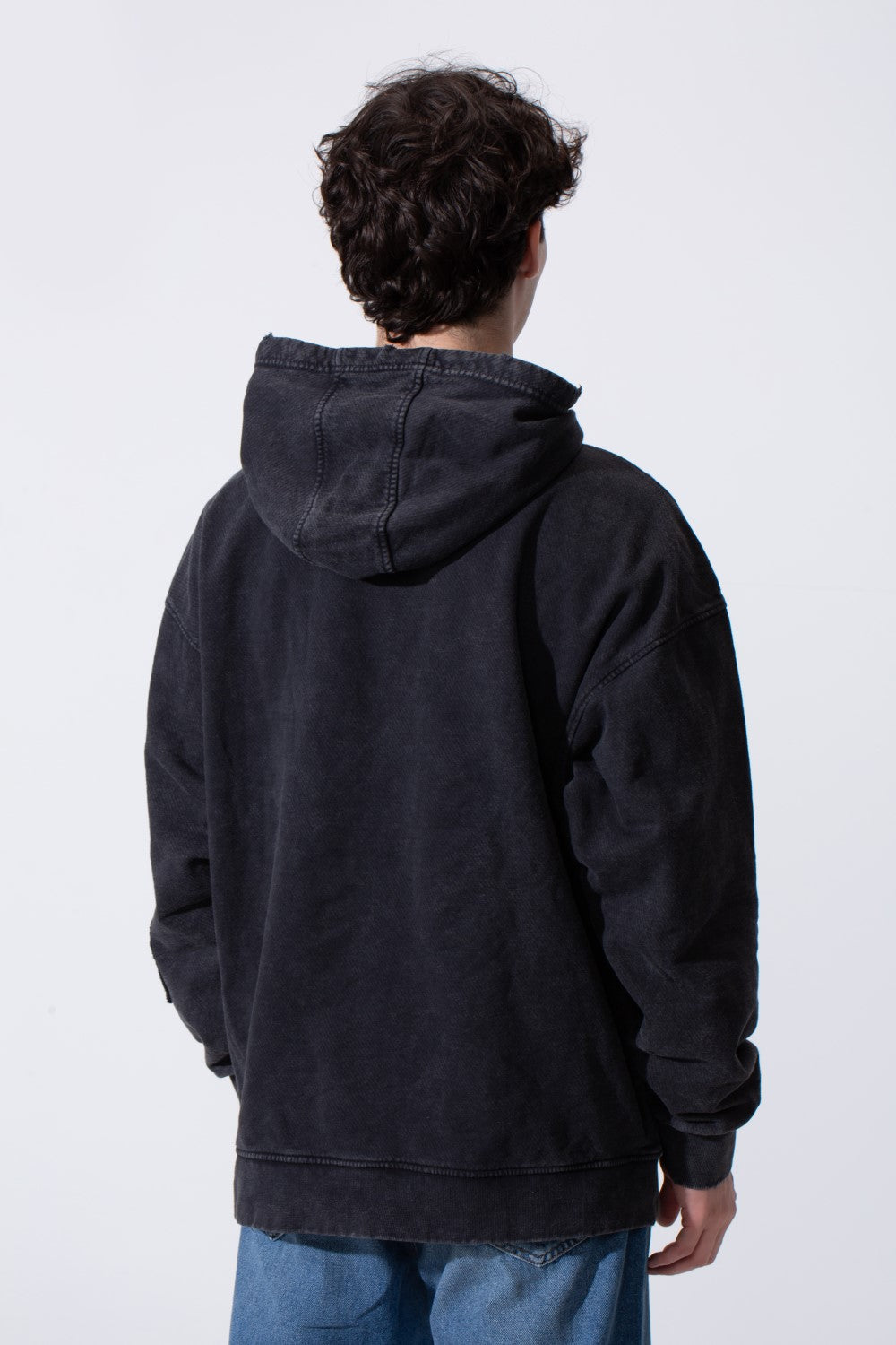 Fleece Exposed Stitch Oversized Men Hoodie