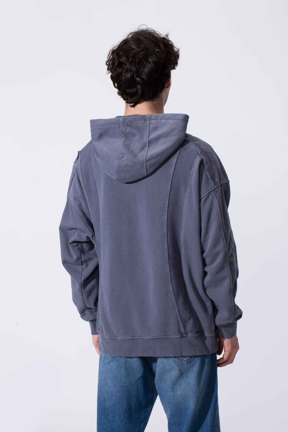 Fleece Exposed Stitch Oversized Men Hoodie