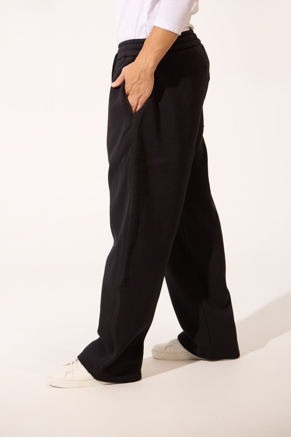 Back Pocket Oversized Melton Men Sweatpants