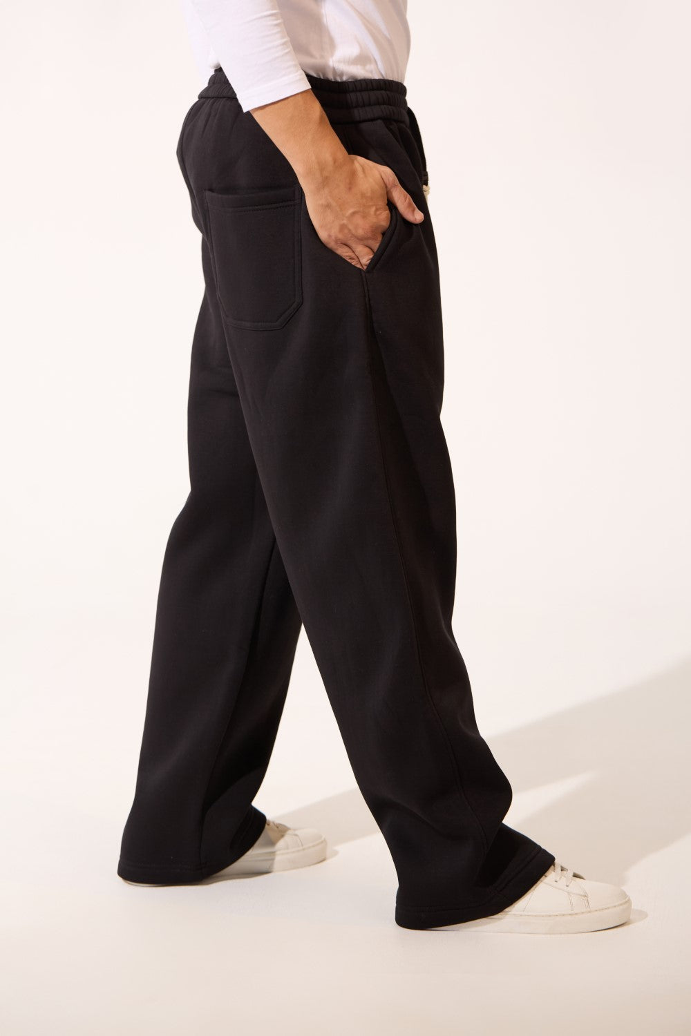 Back Pocket Oversized Melton Men Sweatpants