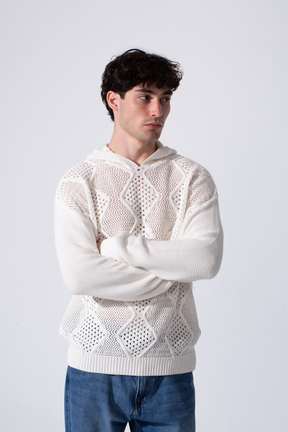 Slim Fit Transparent Men Hood Sweater