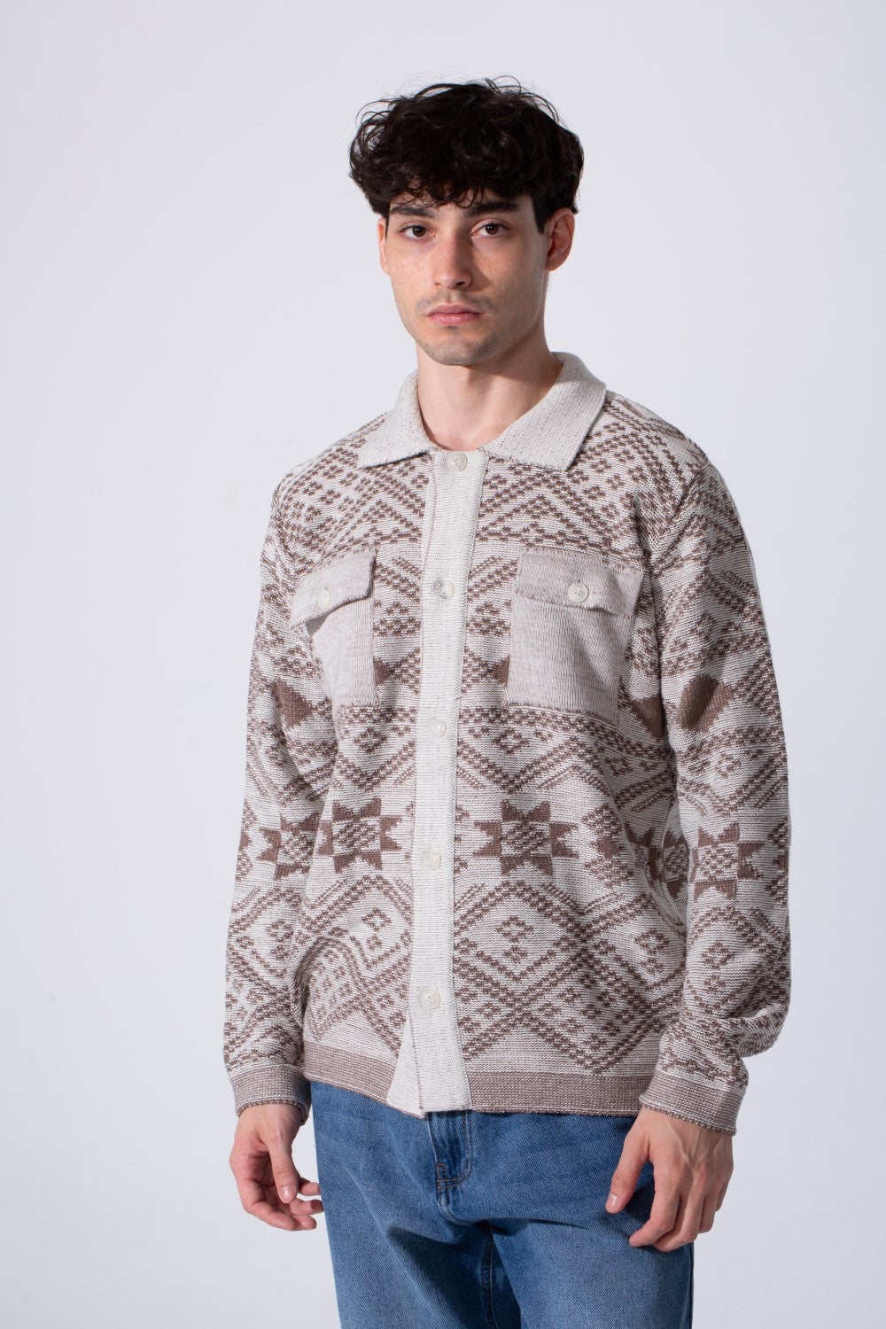 Slim Fit Nordic Geometric Knit Men Sweater